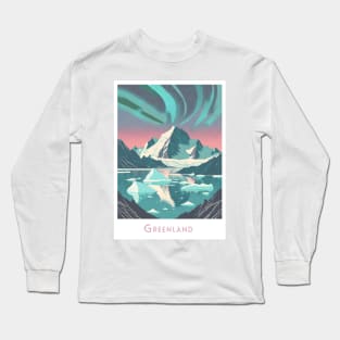 Vintage Retro Travel - Enchanting Greenland Aurora Long Sleeve T-Shirt